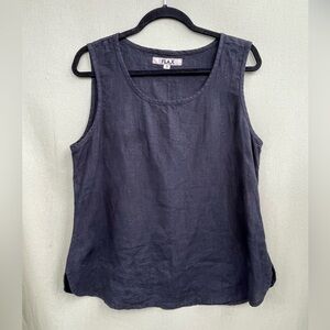 Flax linen tank with curved hem